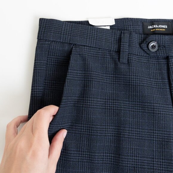 Jack & Jones Marco Slim Dress Pants 31x34 Fit Bi-Stretch Navy Check - Picture 5 of 15